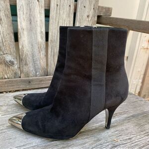 Calvin Klein Rosella Suede Black and Silver Heeled Boots size 36